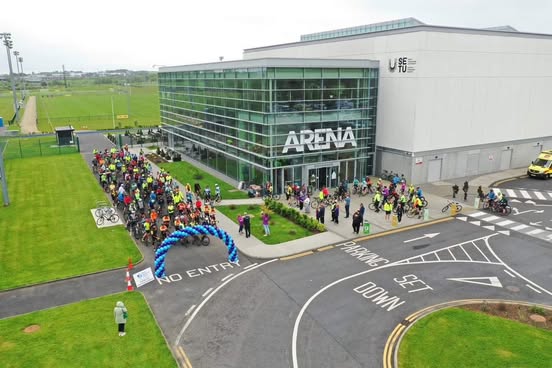 Aerial view of SETU Arena, Waterford – starting point of the Sunny South East Cycle 2025