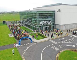 Aerial view of SETU Arena, Waterford – starting point of the Sunny South East Cycle 2025